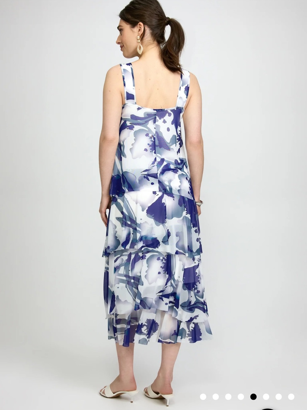 Laura Marble Print Maxi Dress Blue White Pattern - Picture 3 of 10